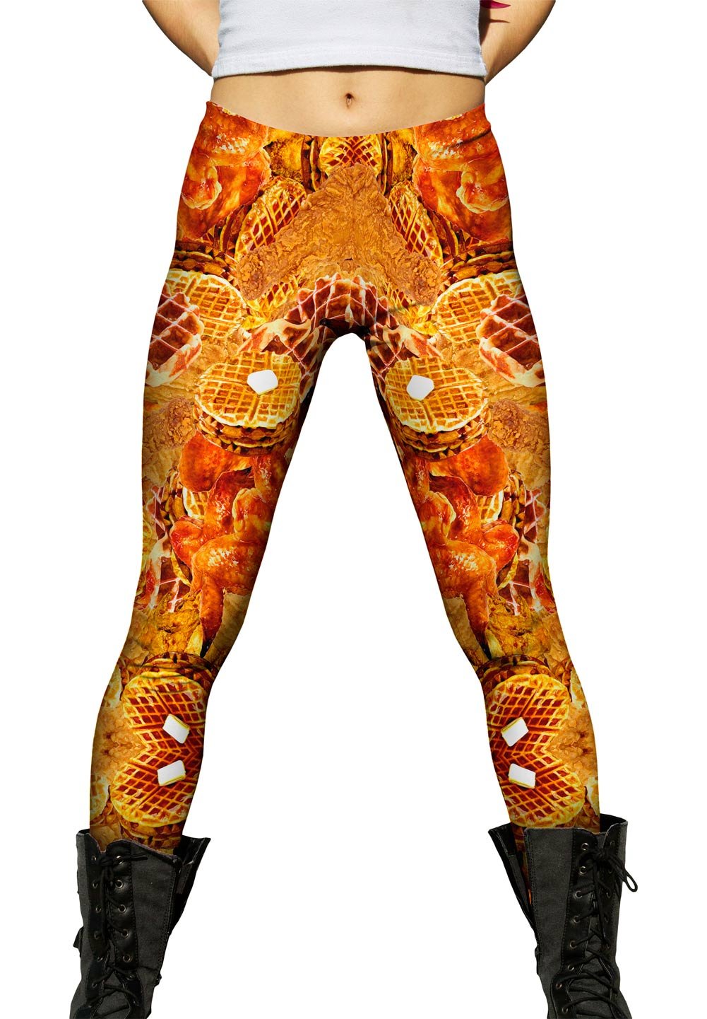 Yizzam Southern Chicken and Waffles Print Women's Leggings - Comfortable & Stylish Casual Wear for Women, Perfect for Lounge, Workout, and Everyday Fashion