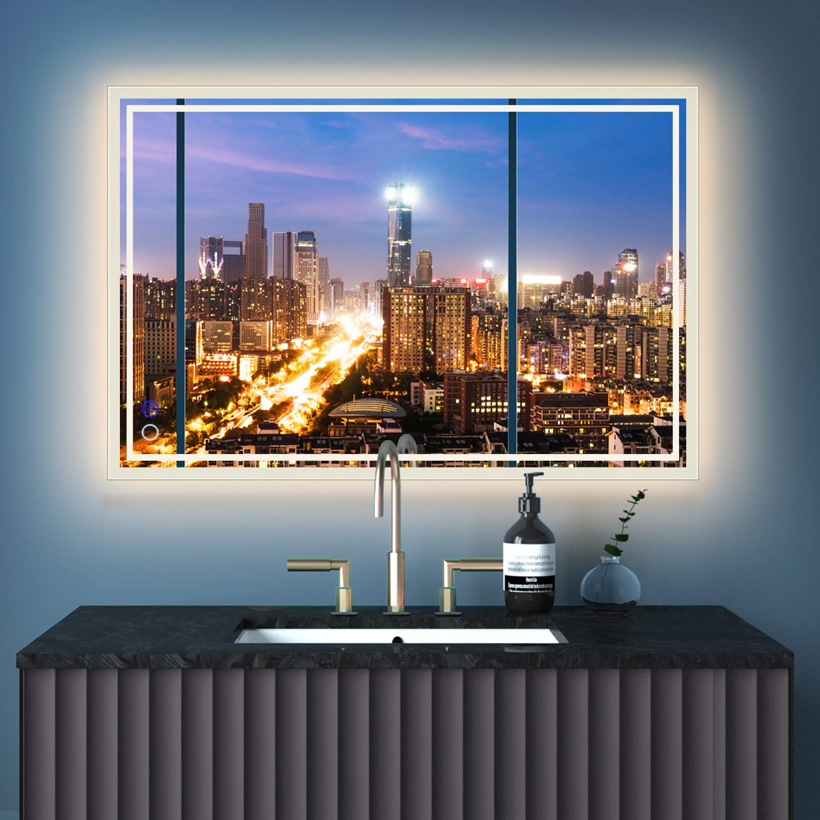 ZELIEVE 36x24 Inch LED Bathroom Mirror with Anti-Fog, Dimmable Touch Control & Memory Function - Waterproof Backlit Vanity Mirror for Makeup, Shaving & Home Decor - Perfect for Bathrooms, Bedrooms and Dressing Rooms