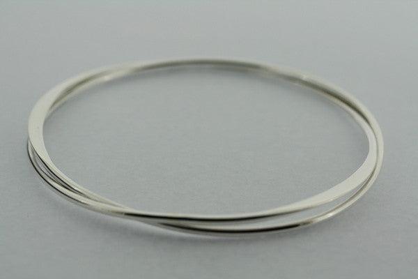 2 Pack Interlinked Flattened Bangles - Stackable Bracelets for Women, Minimalist Jewelry for Everyday Wear, Perfect for Layering & Gift Giving