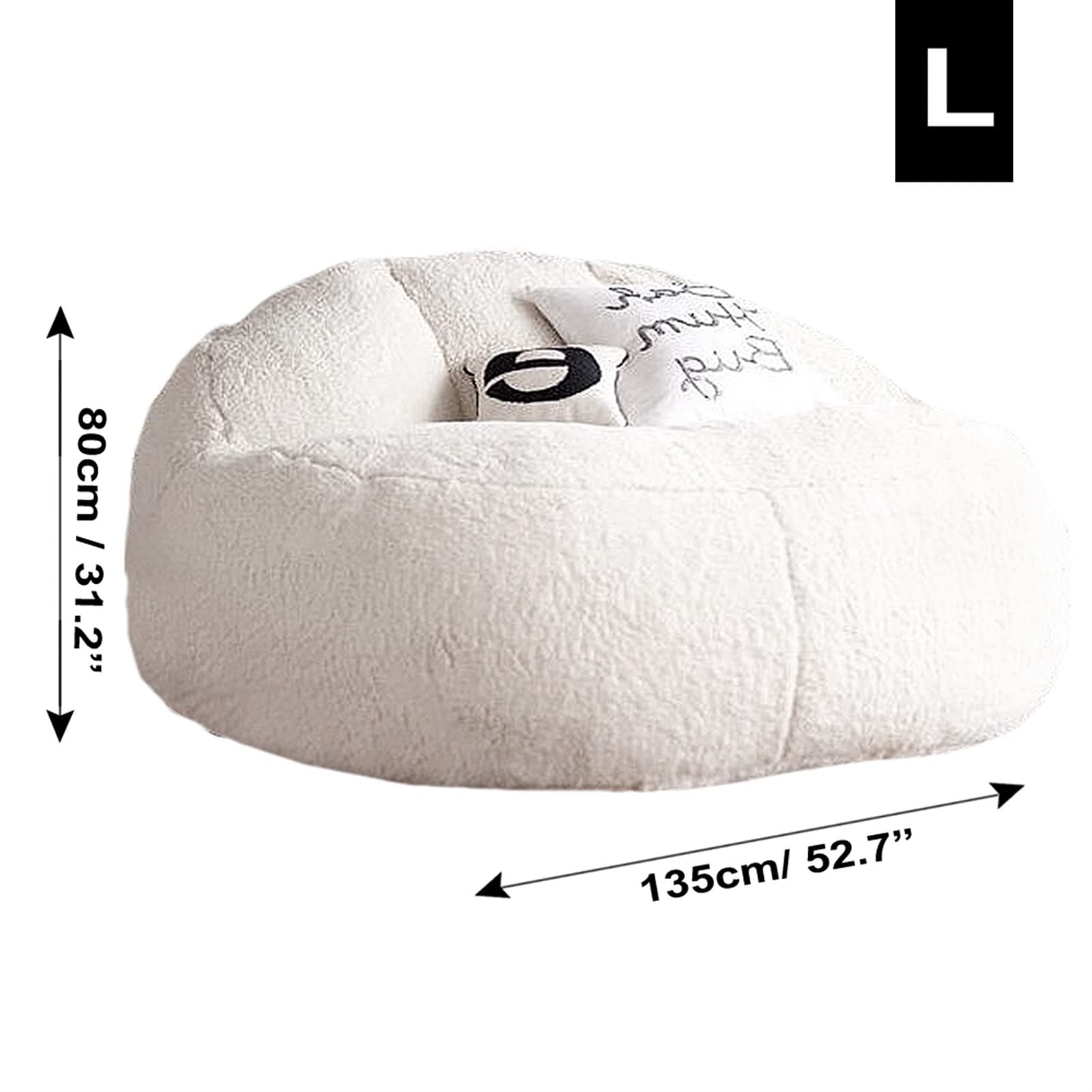 Soft Fluffy Faux Fur Bean Bag Chair Cover - Giant Round Living Room Furniture for Lazy Sofa Bed (No Filling Included) | Perfect for Cozy Lounging, Movie Nights & Dorm Room Decor