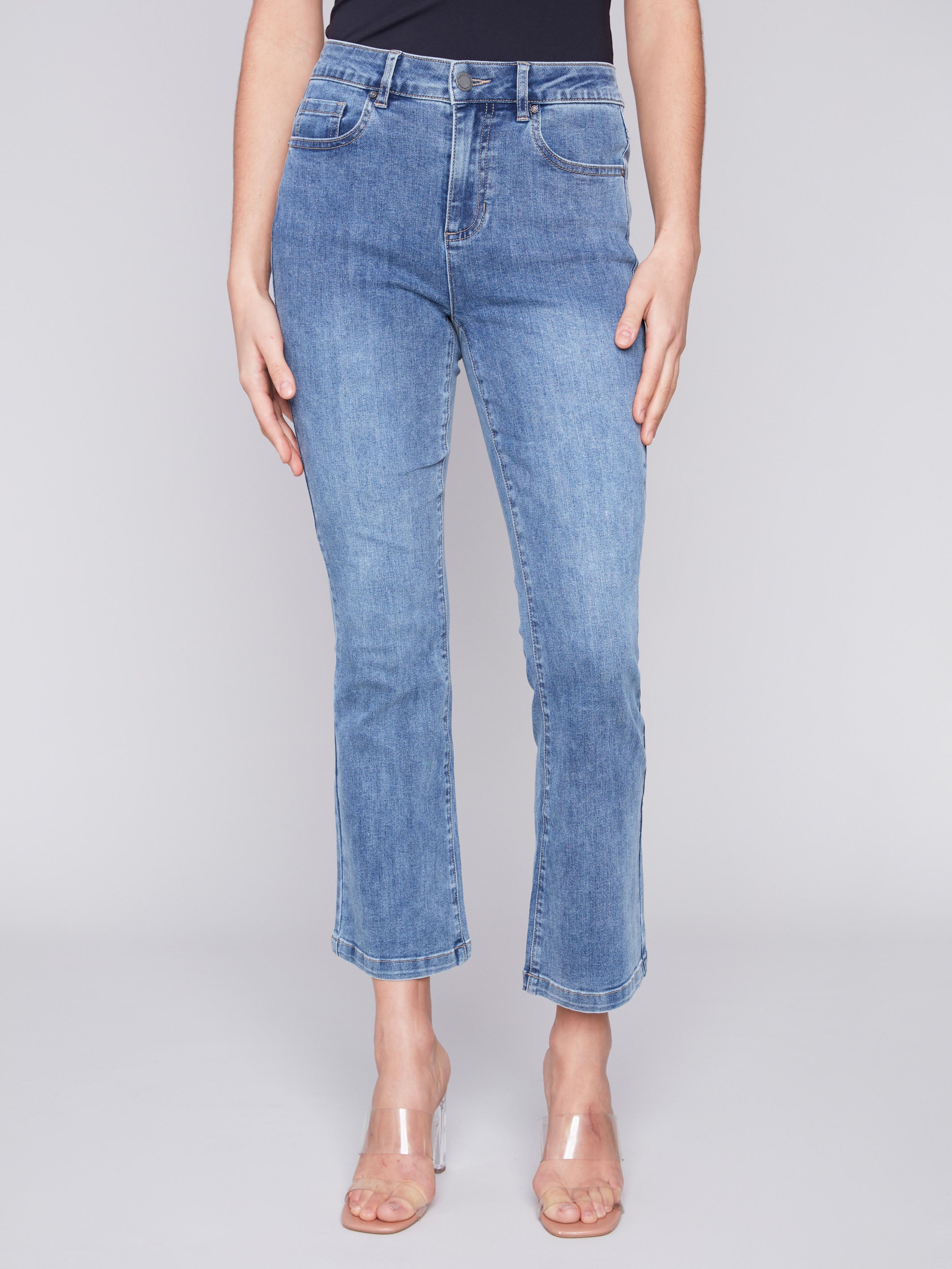 Bootcut Stretch Denim Pants for Women - Medium Blue Wash Comfortable Jeans - Perfect for Casual Wear, Office & Weekend Outings
