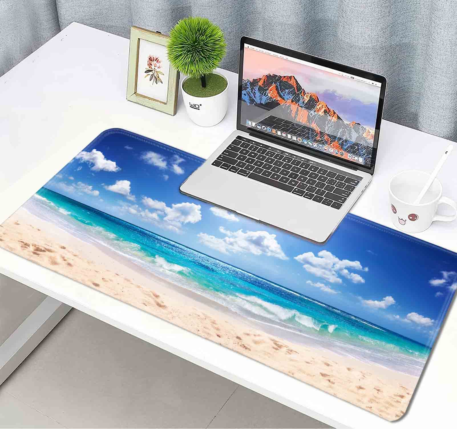 Blue Glitter Sun Beach XXL Mouse Pad - Non-Slip Rubber Base Large Gaming Mouse Mat for Full Desk Coverage | Perfect for Office, Home & Gaming Setup