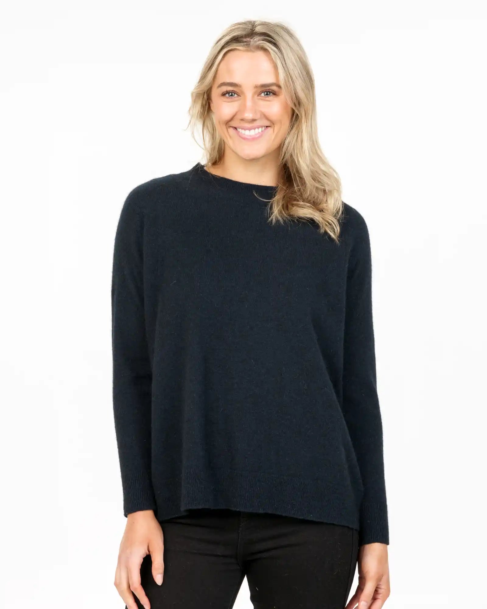 Navy Blue Women's Cozy Lounge Sweater NB816 - Soft & Warm Pullover for Relaxing at Home, Casual Outings & Layering in Fall/Winter