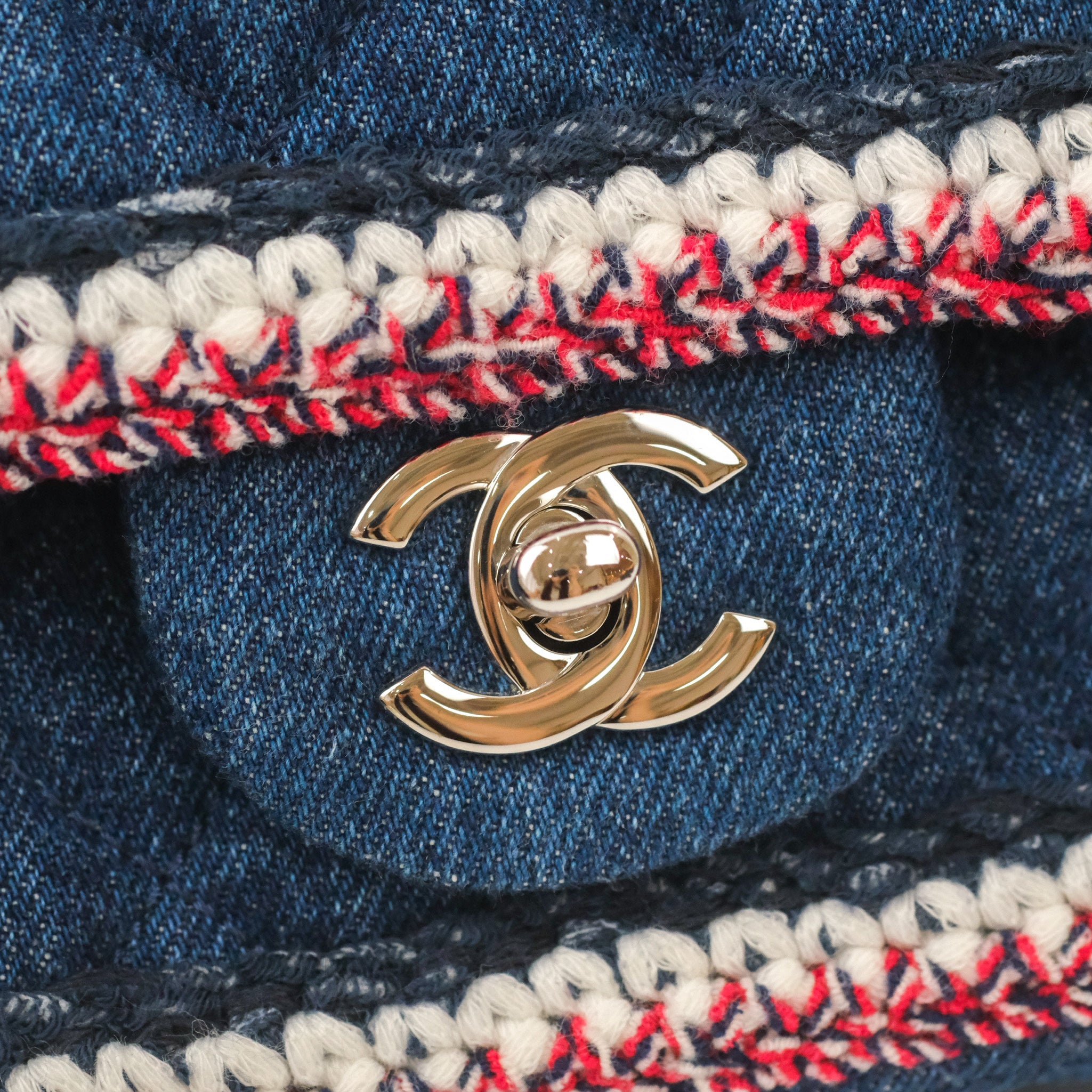 Chanel Classic Flap Bag Dark Blue Denim with Braided Silver Hardware 18A Collection - Luxury Designer Handbag for Women, Perfect for Evening Events & Special Occasions