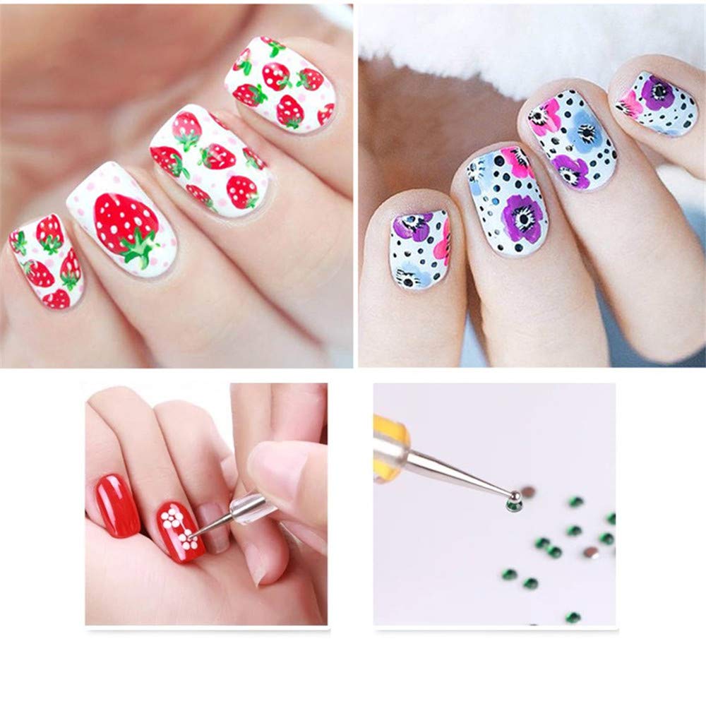 5Pcs Professional Double Head Nail Dotting Pen Set - Nail Art Tools for Natural, False & Acrylic Nails - Perfect for DIY Manicure, Nail Design & Salon Use