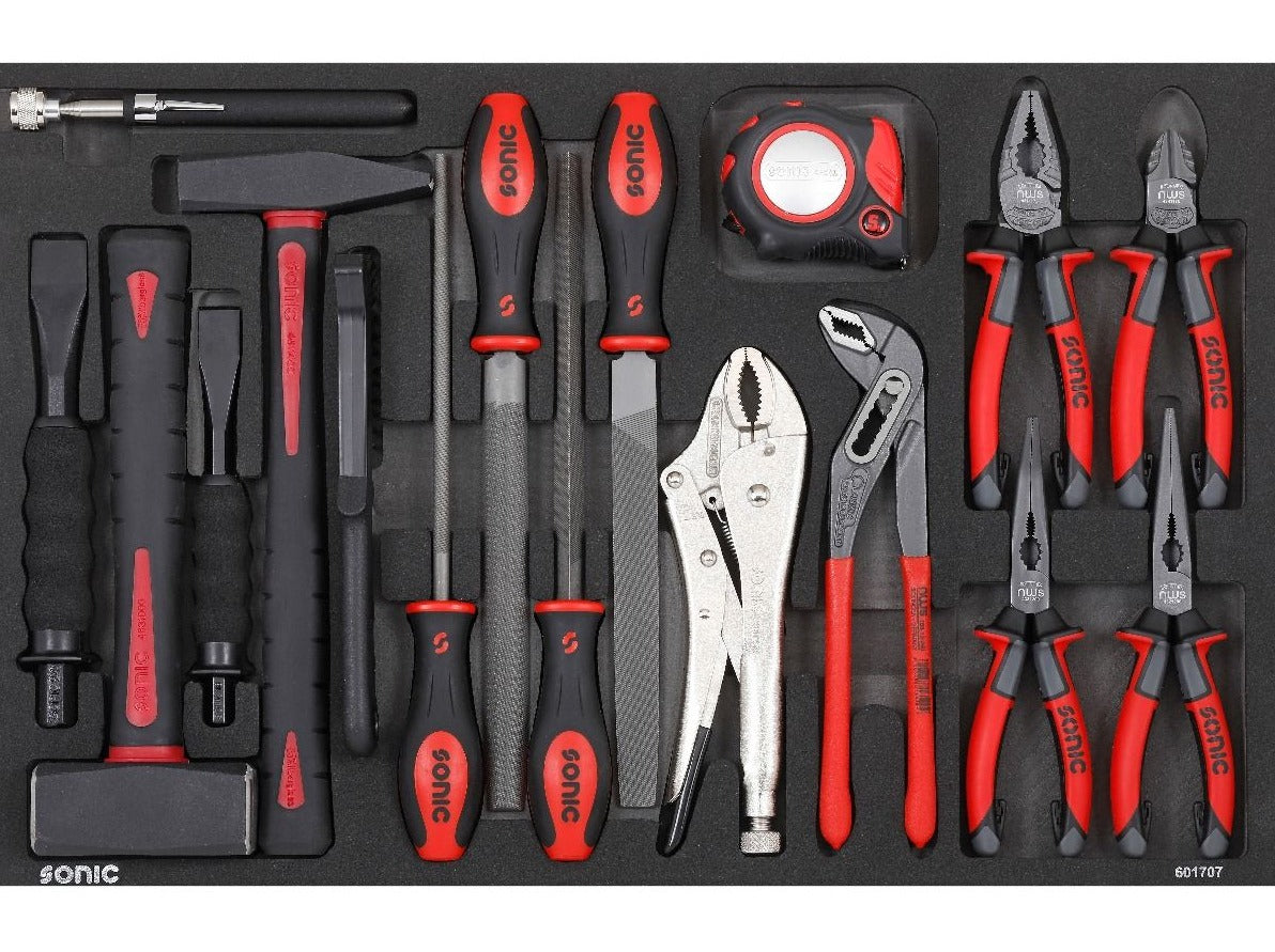 17-Piece Sonic Foam System Pliers, Chisel & Hammer Tool Set - Medium (26) - Perfect for Home Repairs, DIY Projects & Professional Construction Work