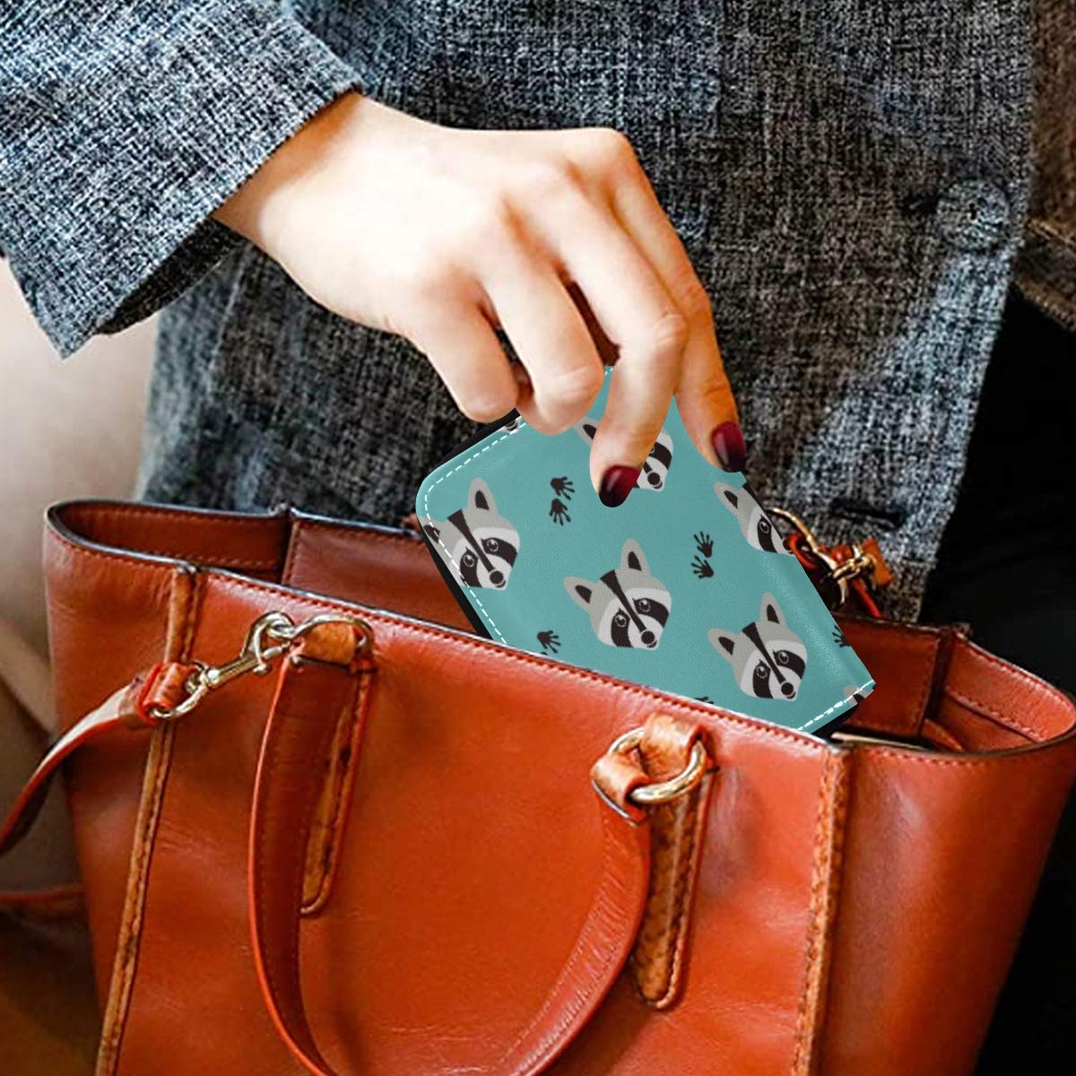 Premium RFID Blocking Leather Zipper Card Holder Wallet for Women - Stylish Printed Design for Credit Cards, ID & Cash - Perfect for Travel, Work & Everyday Use