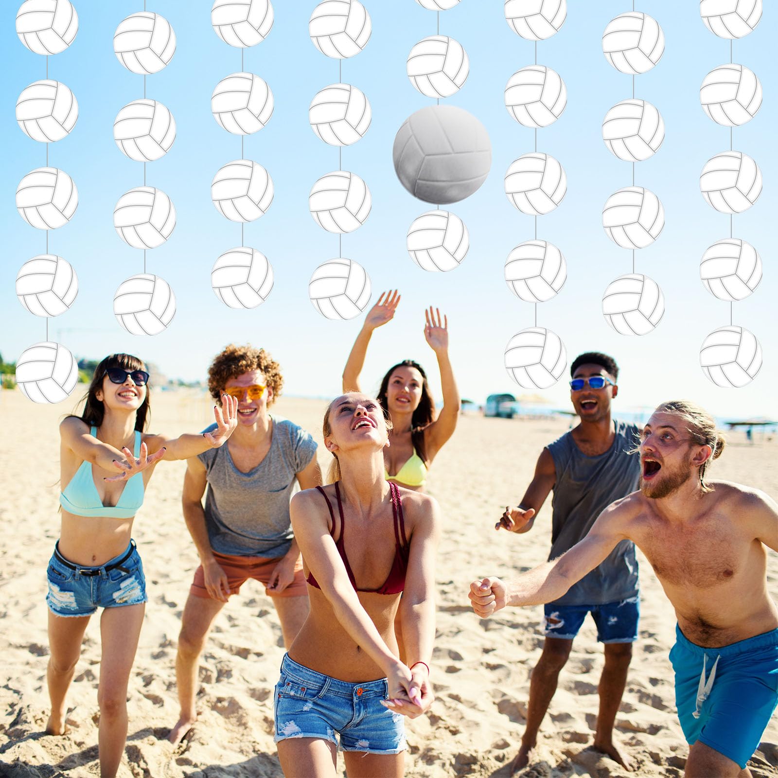 Duraaamo 8 Pack Volleyball Party Banner Decorations - Paper Garland, Birthday Party Supplies for Volleyball Theme Celebrations | Perfect for Sports Parties, Team Events & Game Day Decor