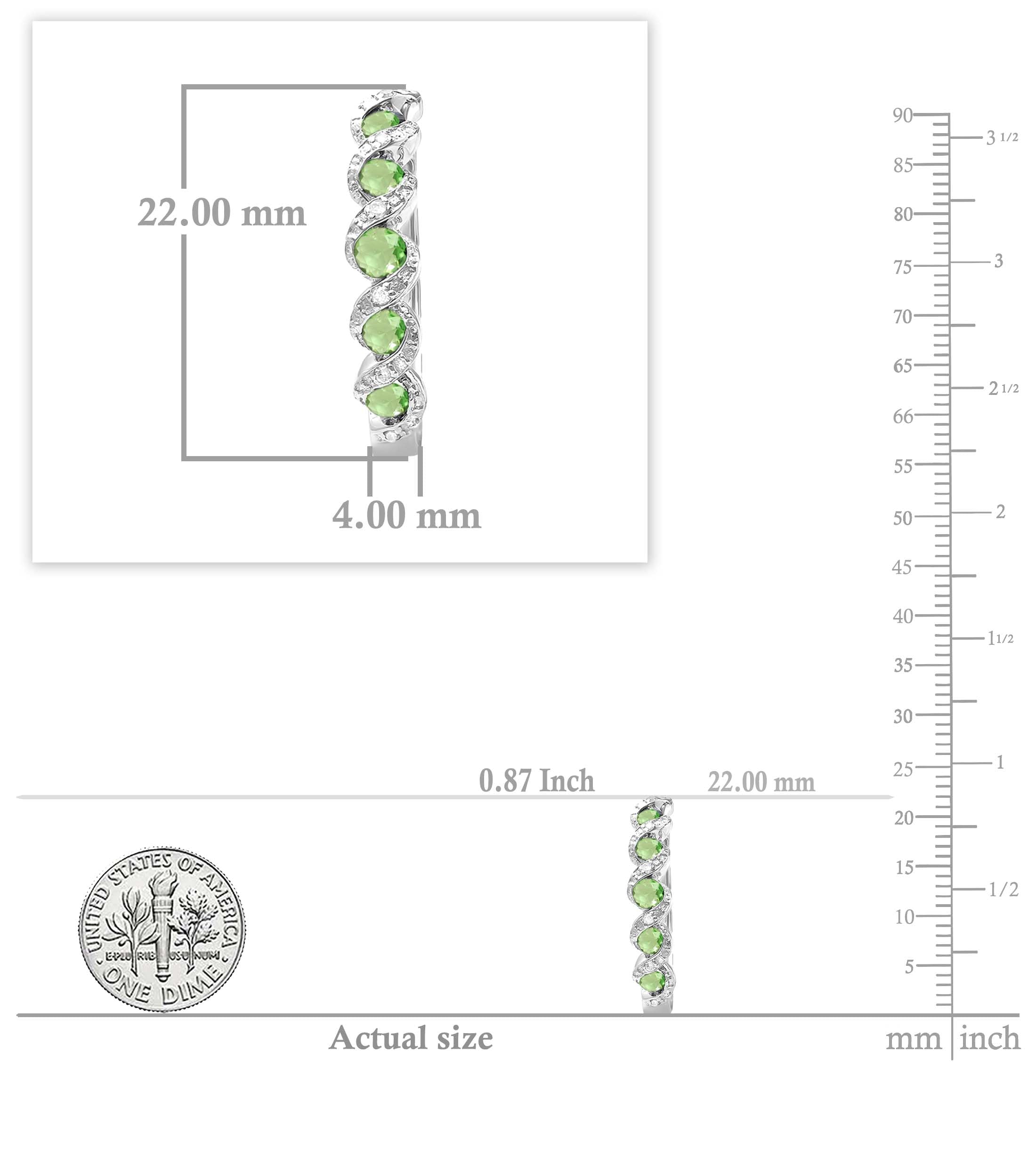 Dazzlingrock Collection 925 Sterling Silver Round Gemstone & White Diamond Twisted Wave Hinged Hoop Earrings for Women - Perfect for Weddings, Parties & Everyday Elegance