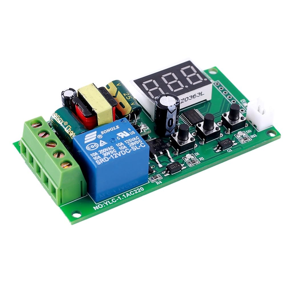DONGKER YLC-1.1AC220 Timer Relay Switch Module - AC 85V-265V LED Display & Button Control for Home Automation, Industrial Equipment, and DIY Projects