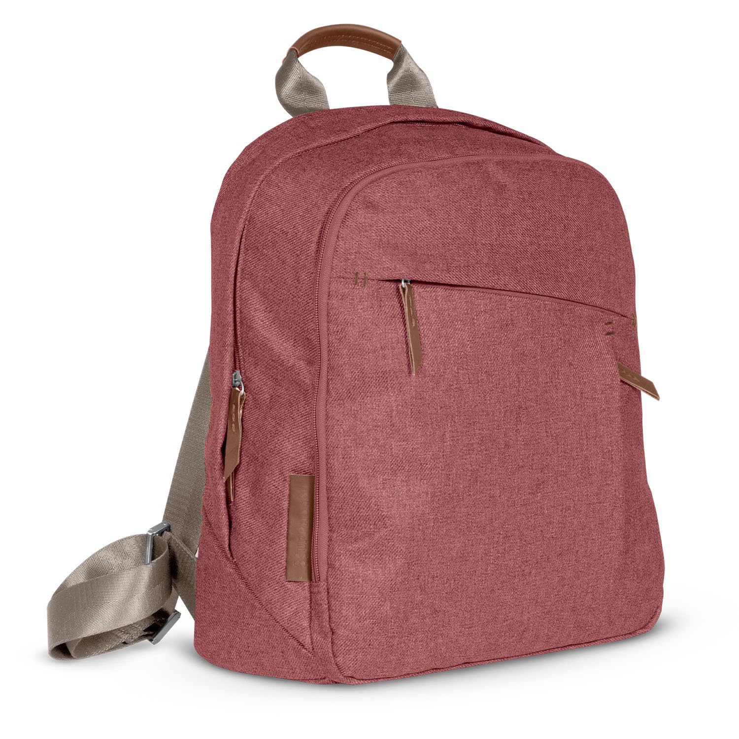 UPPAbaby Unisex Baby Changing Backpack - Stylish & Functional Diaper Bag for Parents, Lucy (Rosewood Mélange/Saddle Leather) - Perfect for Travel, Daycare & On-the-Go Parenting
