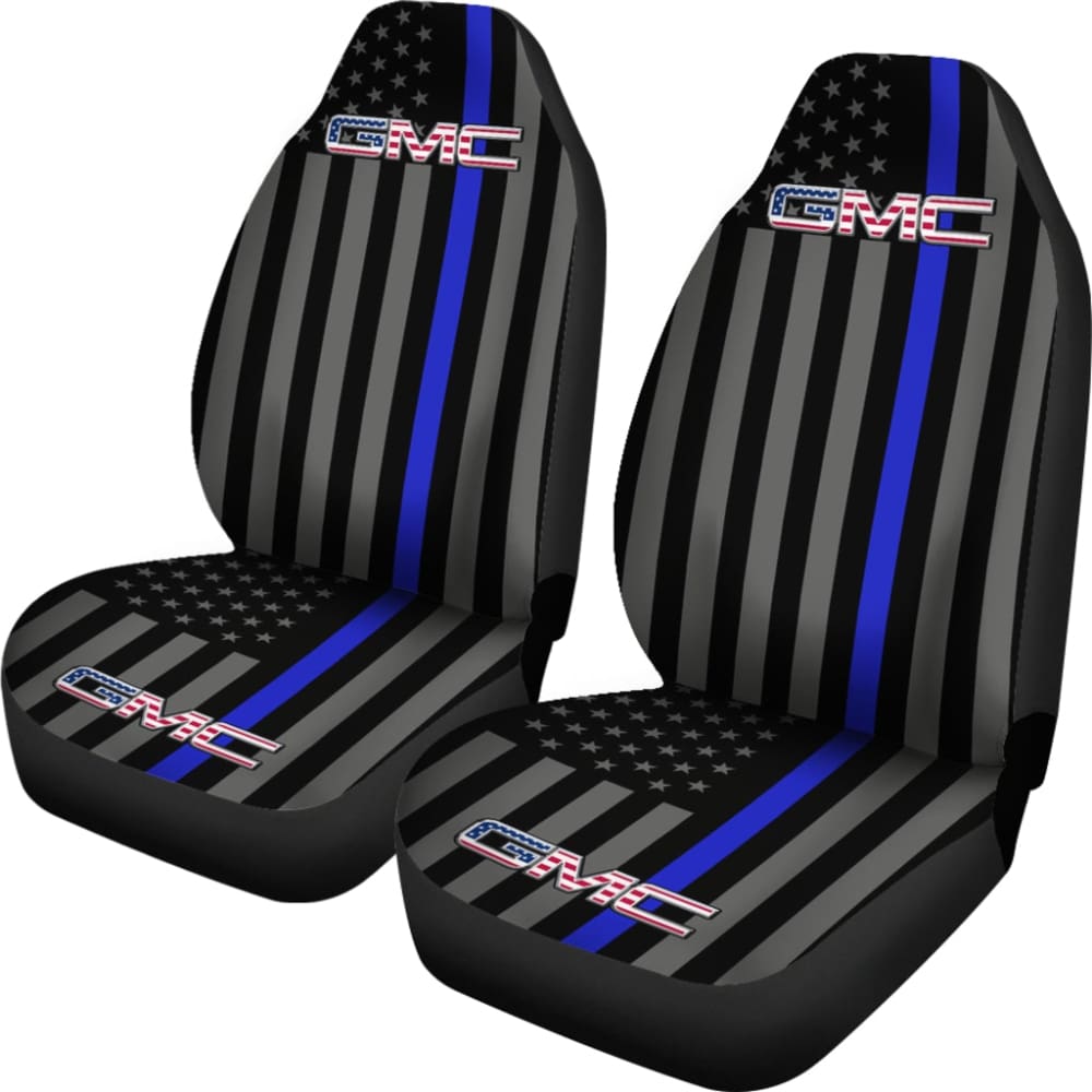 Thin Blue Line American Flag Car Seat Covers for GMC 212601 - Patriotic Police Support Vehicle Accessories for Trucks & SUVs
