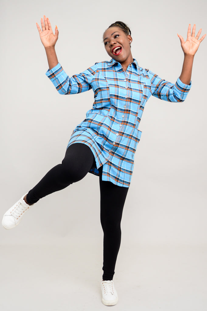 Larissa Tunic Top - Stylish Peko Plaid Cotton Flannel Shirt for Women | Perfect for Casual Outings, Office Wear & Fall Layering