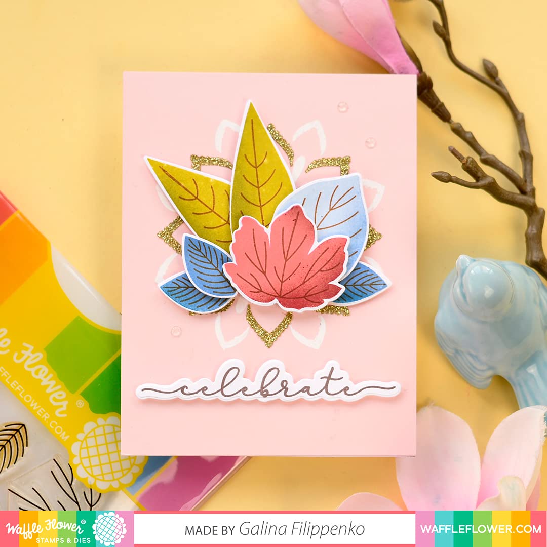 Waffle Flower Two-Step Leaves Matching Die Set for Card Making & Scrapbooking - Perfect for DIY Greeting Cards, Invitations, and Paper Crafts