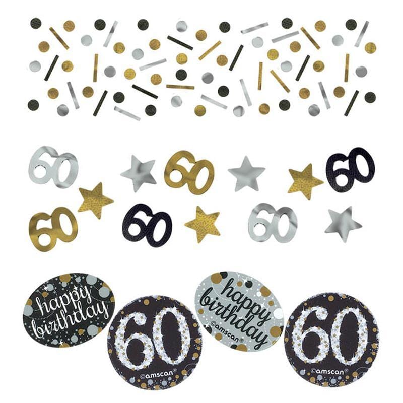 60th Birthday Sparkling Confetti - 1.2 Oz Party Decorations for Anniversary Celebrations, Graduations & Special Events