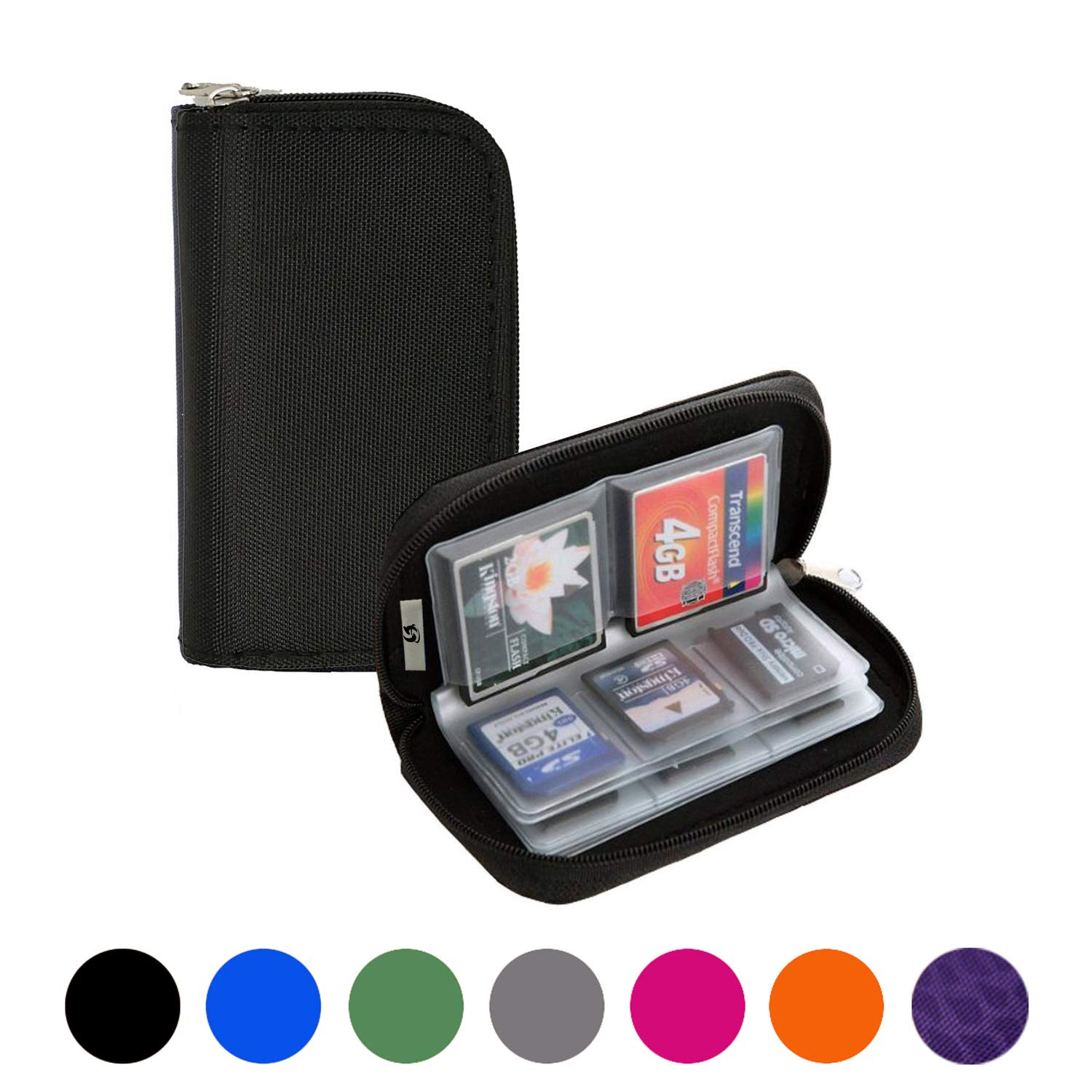 Mixtecc 8-Page 22-Slot Memory Card Holder Case - Waterproof SDHC/SD Card Organizer for Cameras, Drones & Media Storage (Black) | Perfect for Travel, Photography & Data Backup