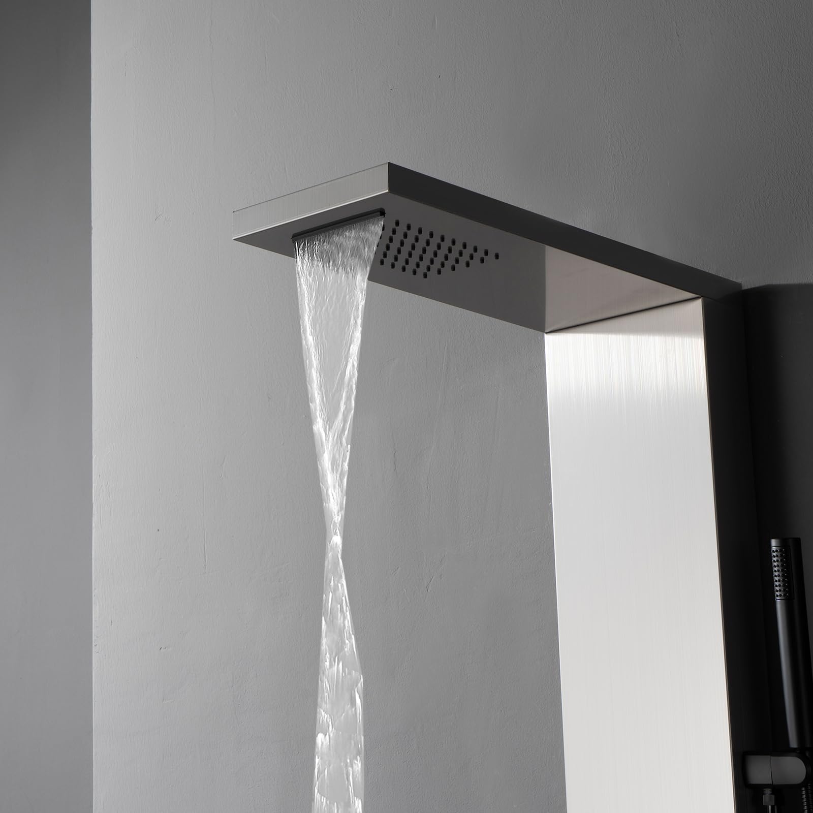 Homevacious Modern Shower Panel Tower System - Rainfall Shower Head, 5 Body Jets & Handheld Shower - Brushed Nickel Finish - Spa-Like Bathroom Upgrade for Luxury Shower Experience
