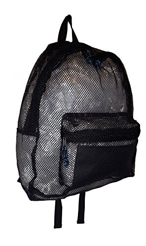 101 Beach Large Black Mesh Backpack - Lightweight & Breathable for Travel, Gym, Hiking & Outdoor Activities | Blank Black Design for Customization