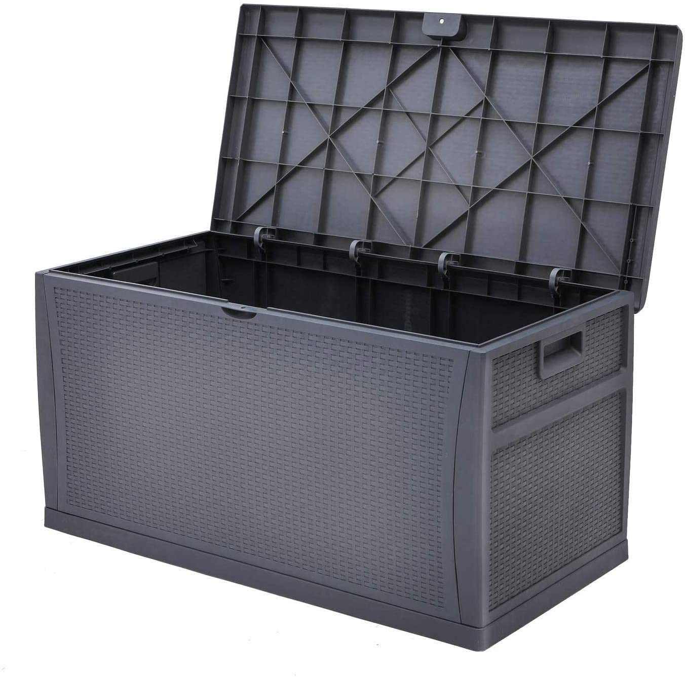**Crownland 120 Gallon Outdoor Storage Deck Box - Weatherproof Resin Container for Patio, Garden & Deck - All-Weather Furniture Storage (Grey) - Perfect for Storing Cushions, Pool Toys & Outdoor Gear**