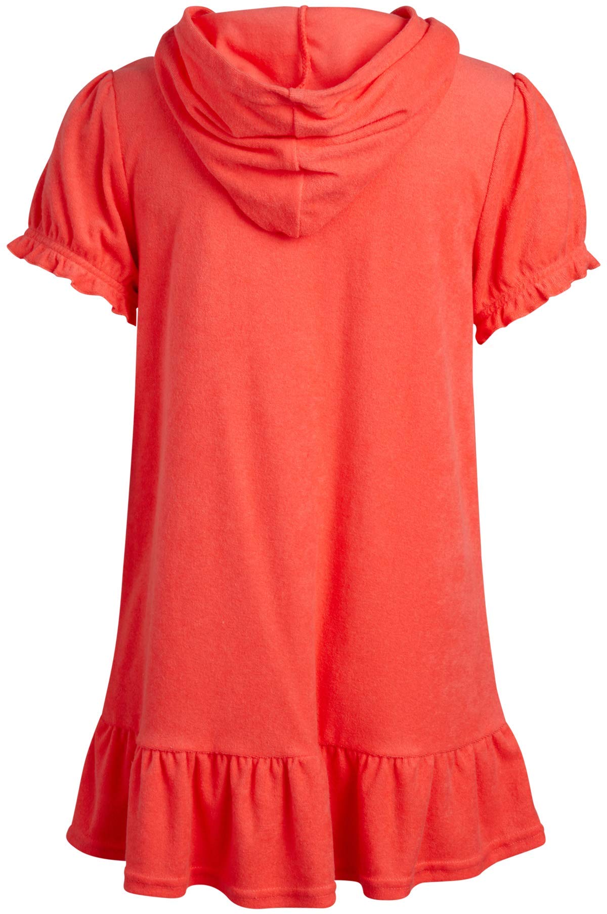 Pink Platinum Girls' Swim Cover Up Hooded Terry Cloth Bathrobe - Full Zip Ruffled Swim Dress for Toddler to Teen 2T-16 - Perfect for Poolside, Beach & Spa Days