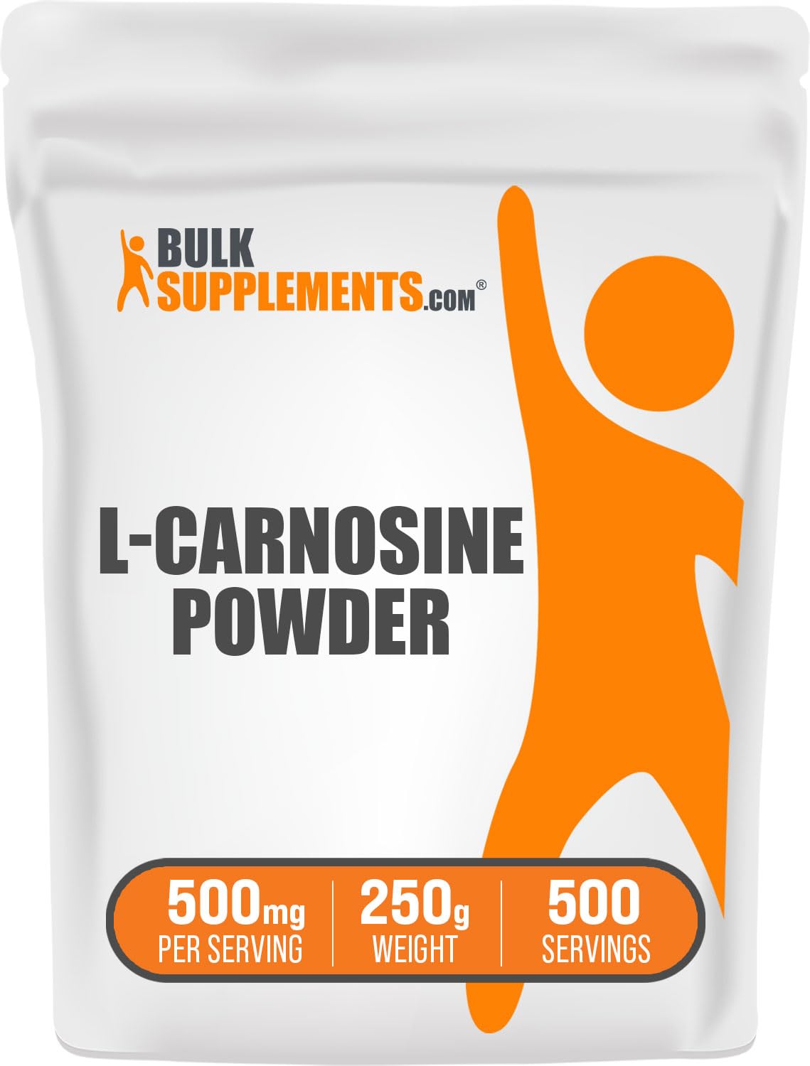 BulkSupplements.com Pure L-Carnosine Powder 500mg per Serving - Amino Acid Supplement for Anti-Aging & Cellular Health - Gluten Free, 250g (8.8 oz) - Supports Brain Function & Muscle Recovery for Athletes & Seniors