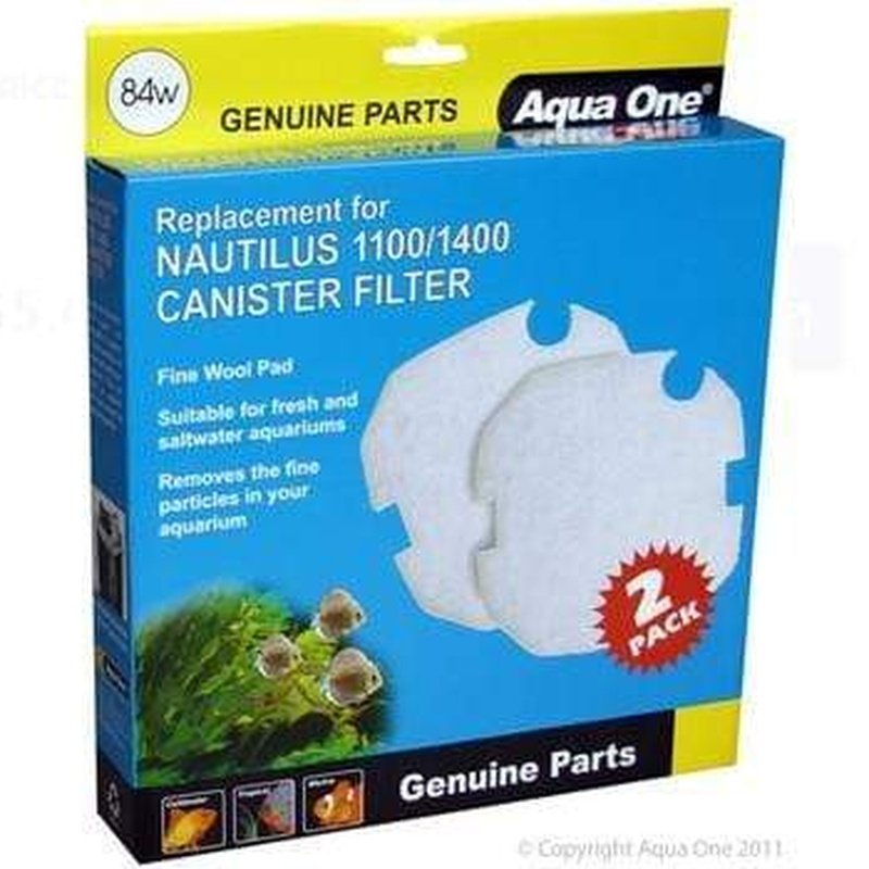 Aqua One Wool 2pk 84w Filter Media for Nautilus 1100/1400 & Brilliance 100/120/150 Canister Filters - Perfect for Crystal Clear Aquarium Water & Fish Tank Maintenance