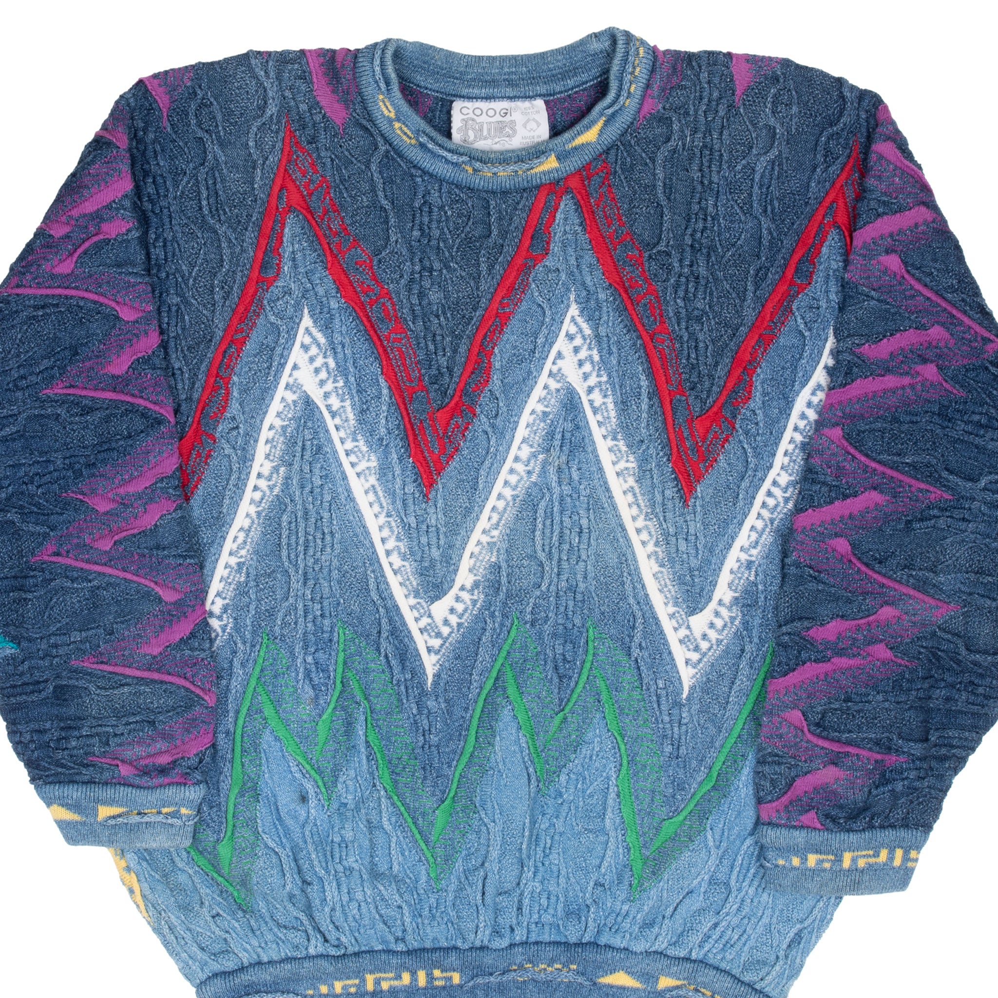 Vintage Coogi Blues Knit Sweatshirt XL 1990s Made in Australia - Retro Streetwear Fashion for Men, Casual Wear & 90s Style Outfits