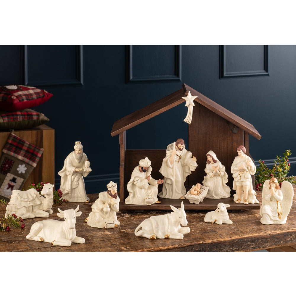 Belleek Living 15-Piece Nativity Set - Handcrafted Christmas Nativity Scene for Home Decor, Holiday Display & Gift Giving