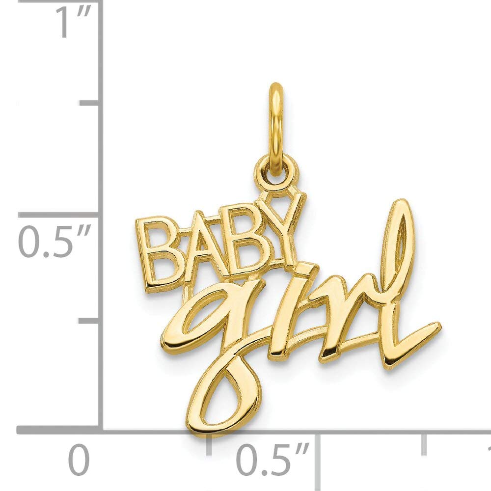 10K Yellow Gold Baby Girl Charm Polished Pendant - Dainty Jewelry Gift for Newborns, Christening & Special Occasions
