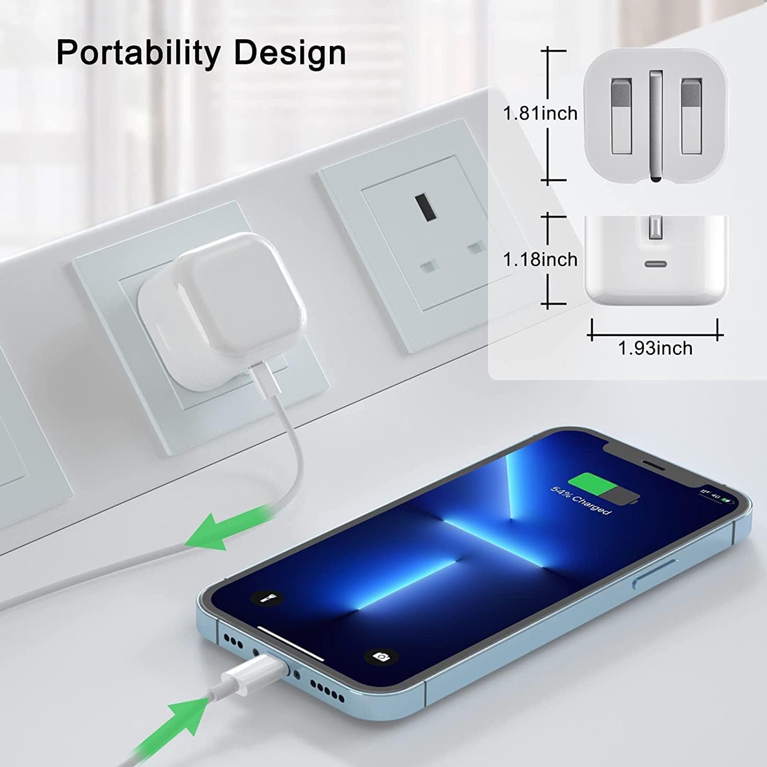 20W USB-C Fast Charger for iPhone 14/13/12/11/X/8 & iPad | PD Quick Charger with Cable | Compatible with iPhone 14 Pro Max/Plus/Pro & More | Perfect for Home, Office & Travel Charging
