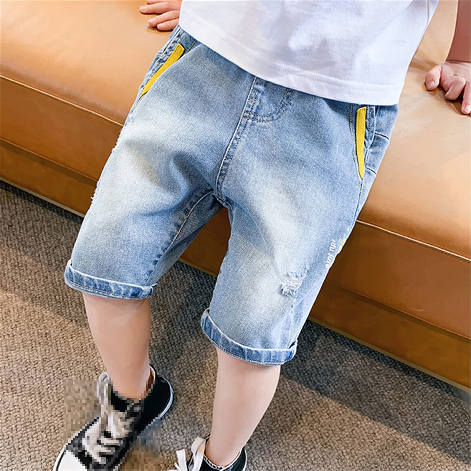 Boys' Elastic Waist Denim Shorts - Summer Casual Kids Pants with Comfortable Stretch Waistband | Perfect for Playtime, School & Outdoor Activities