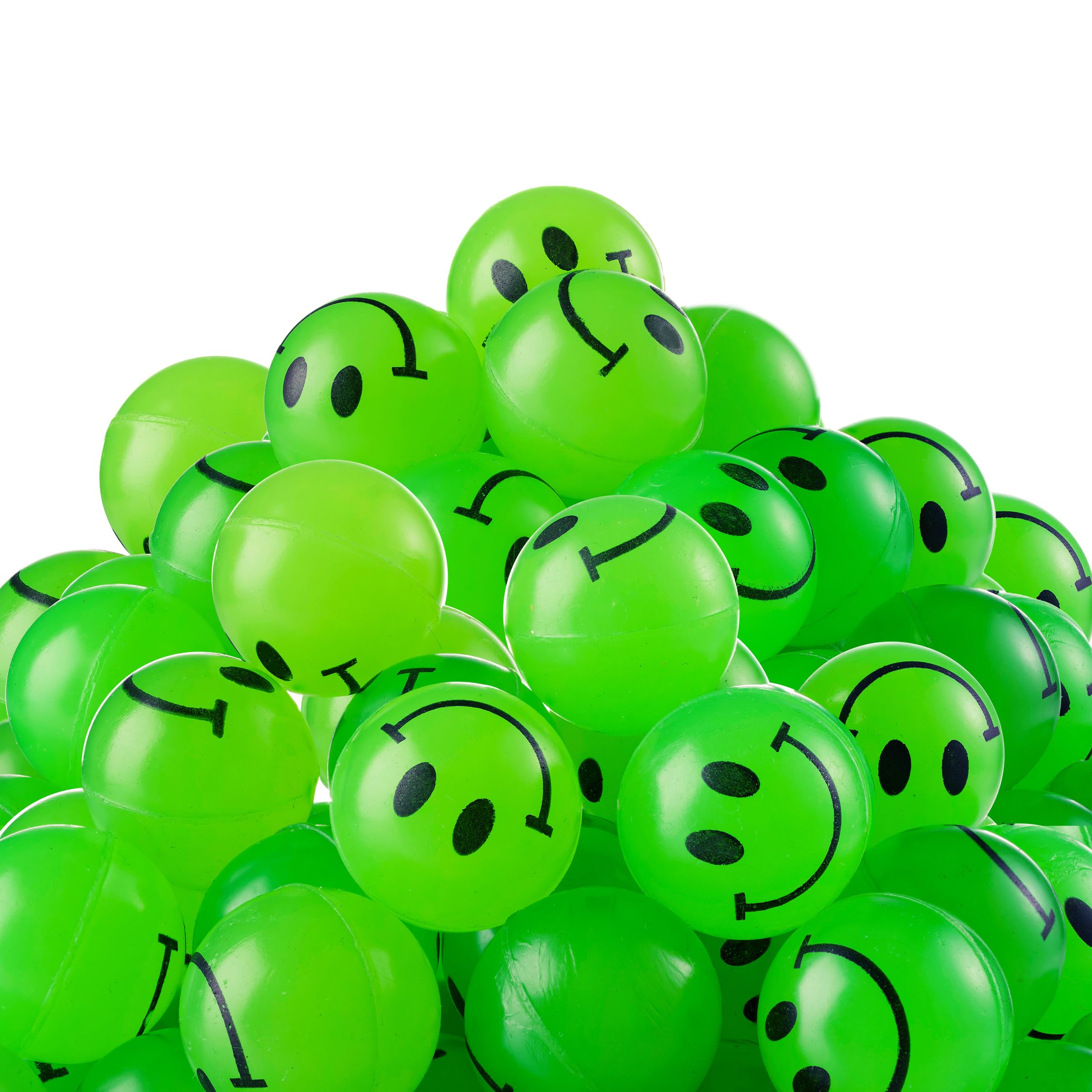 Glow in The Dark Bouncy Balls Bulk 144 Pcs (1 Inch/27mm) - High Bouncing Rubber Smile Face Balls for Kids, Party Favors, Vending Machines - Perfect for Birthday Parties, Carnival Prizes & Classroom Rewards
