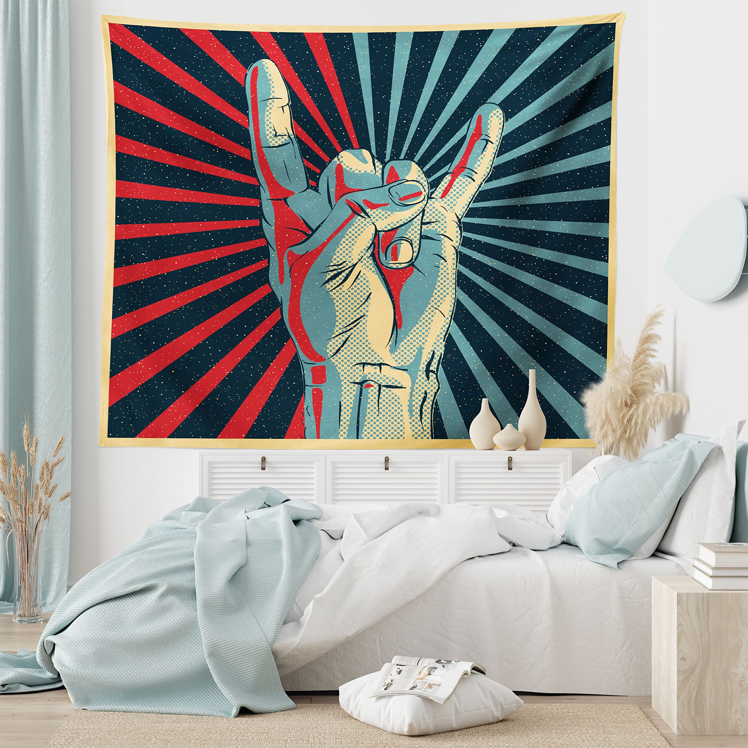 Ambesonne Rock Music Tapestry - Heavy Metal Wall Art for Bedroom & Dorm Decor