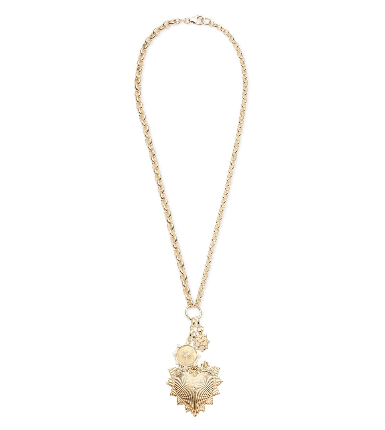 Graduated Diamond Heart Love Token Necklace - True Love & Vivacity Heavy Mixed Belcher Chain | Romantic Gift for Anniversary, Valentine's Day & Special Occasions