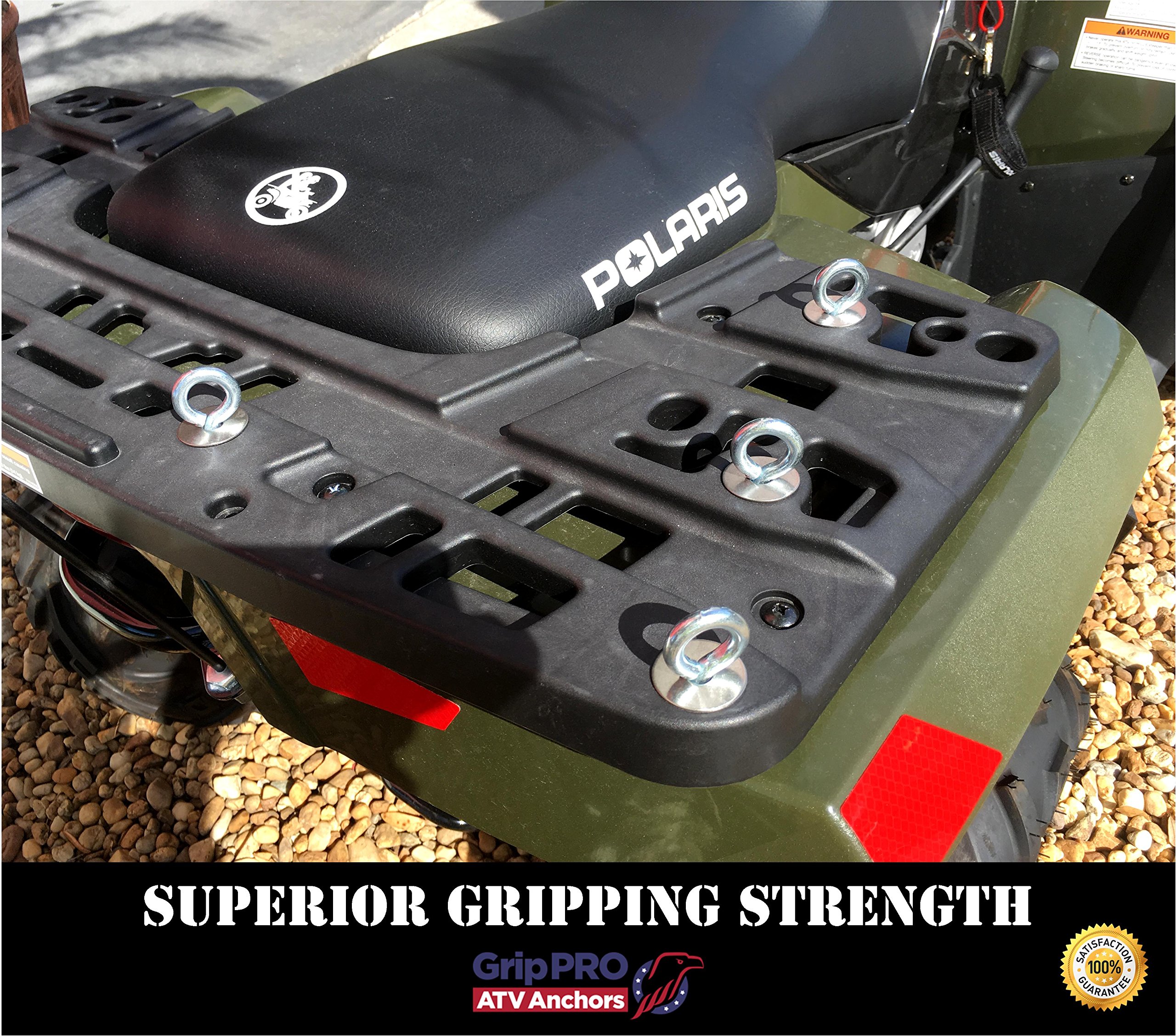 GripPRO ATV Tie Down Anchors - Set of 8 for Polaris RZR & Sportsman (Lock & Ride System) - Heavy Duty ATV Accessories for Secure Cargo Transport - Perfect for Off-Road Adventures, Hunting & Trail Riding