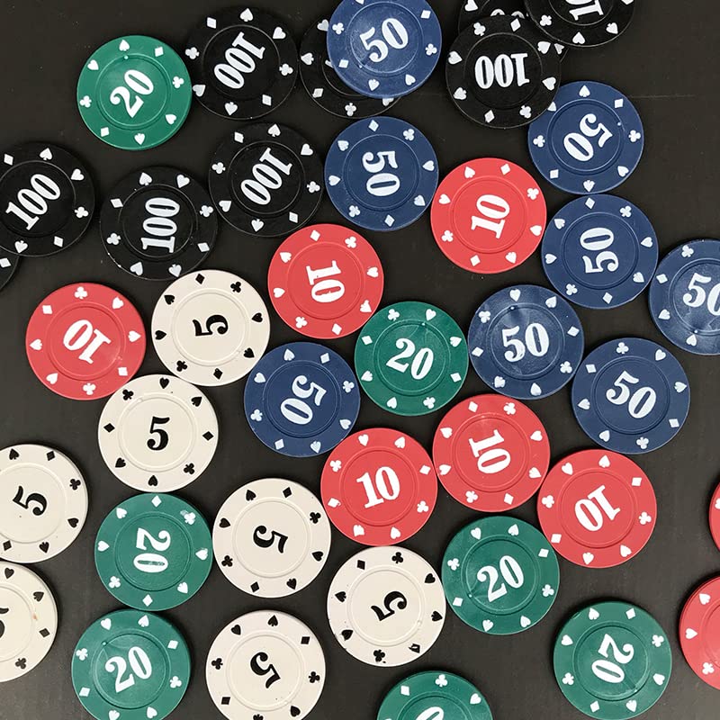 Premium IXIGER Poker Chips Set - 100pcs Plastic Casino-Style Chips with Black Velvet Pouch Bag for Math Learning, Game Nights & Poker Parties - Perfect for Home Entertainment, Classroom Counting & Casino-Themed Events