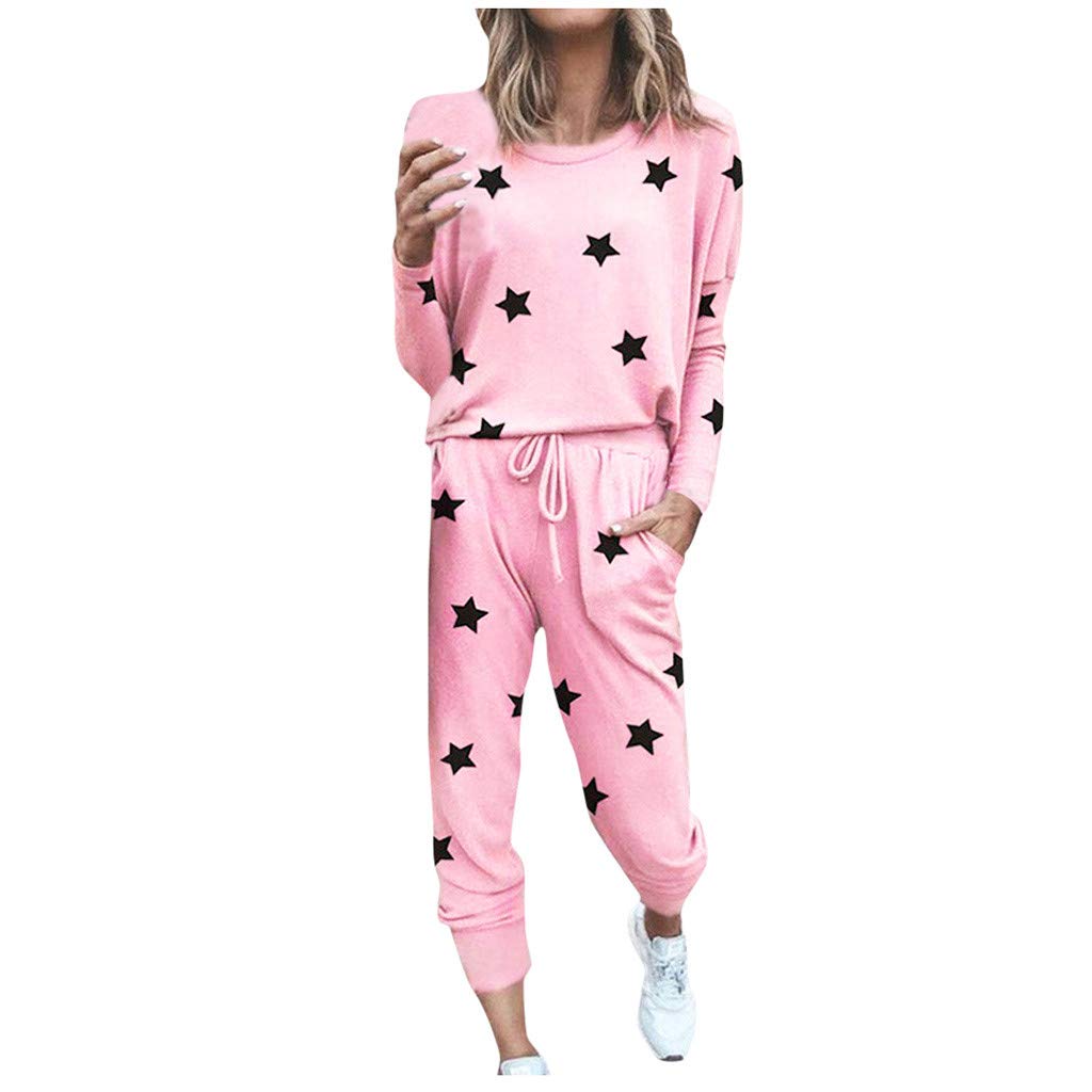 Women's Tie Dye Printed Lounge Sets - Soft Long Sleeve Tops & Pants Pajama Set, Comfy Joggers for Sleepwear, Loungewear & Relaxing at Home