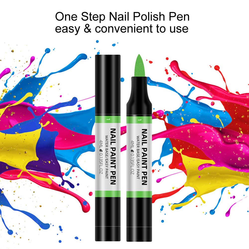 One Step Gel Nail Polish Pen - No Base/Top Coat Needed, Fast Drying Nail Art Pen for Women & Girls | Perfect for Home Manicures, DIY Nail Designs & Professional Salon Results