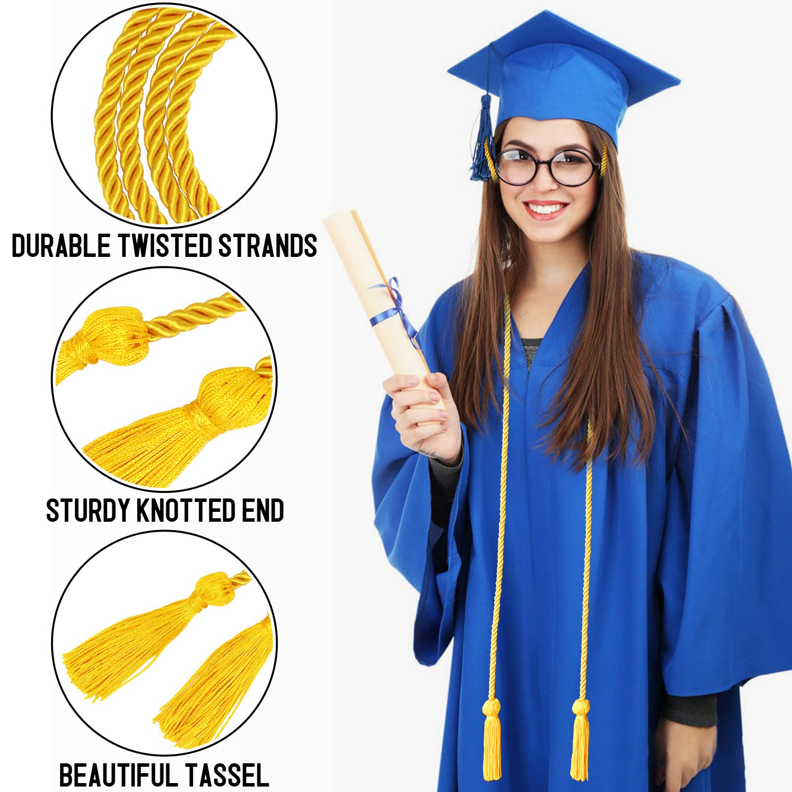 2025 Graduation Honor Cords - Gold Academic Achievement Cords for High School & College Graduation Ceremonies - Perfect for Commencement, Honors Recognition & Academic Awards