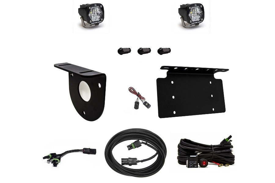 2021-2023 Ford Bronco Baja Designs Dual S1 Series LED Light Bar with Reverse Kit & License Plate Mount - Off-Road, Camping & Night Driving Accessories