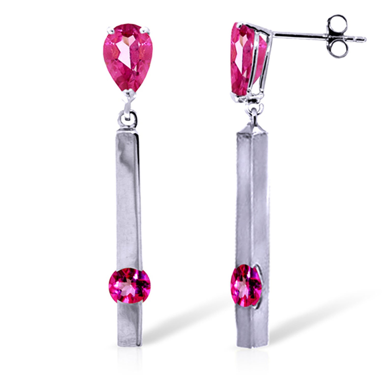14K White Gold Pink Topaz Chandelier Earrings for Women - Elegant Dangling Earrings for Parties, Weddings & Special Occasions