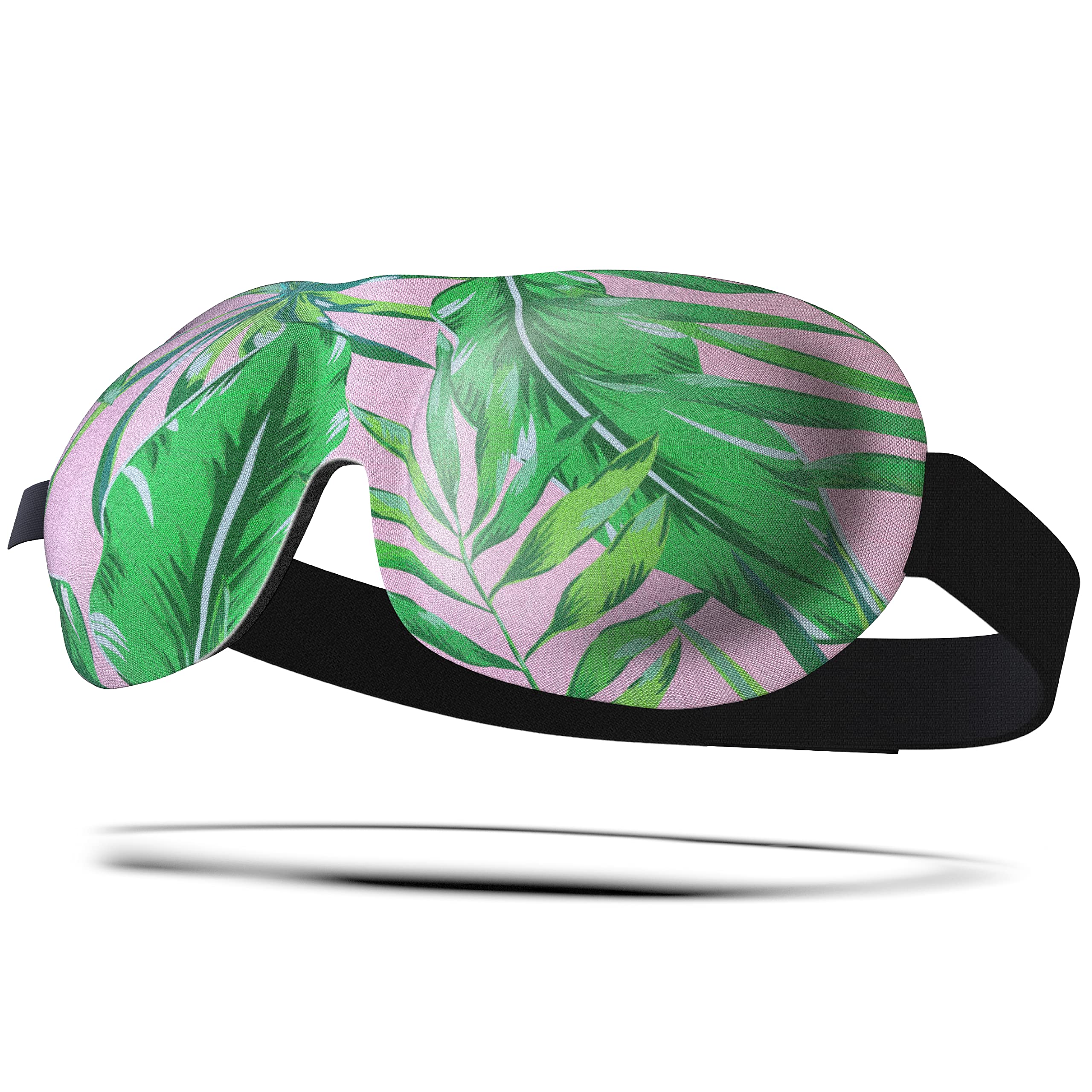 100% Blackout Sleep Mask for Deep Sleep | 3D Contoured Design | Safe for Eyelash Extensions | Comfortable Adjustable Headband | Palm Tree Print | Perfect for Travel, Naps & Nighttime Rest