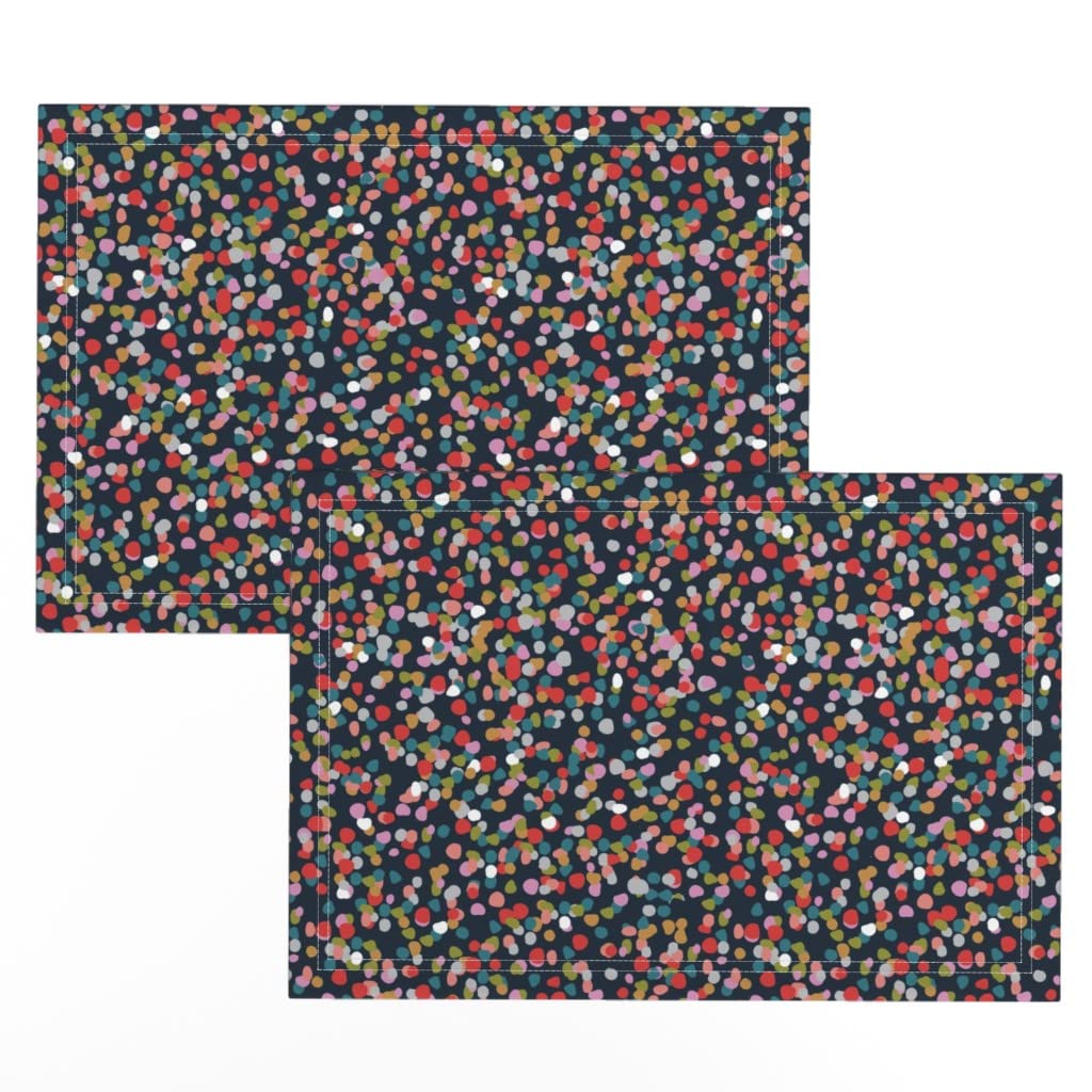 Linen Cotton Canvas Placemats Set of 2 - Colorful Polka Dot Modern Table Mats for Dining, Kitchen Decor, Party Table Setting | Washable & Durable by Spoonflower