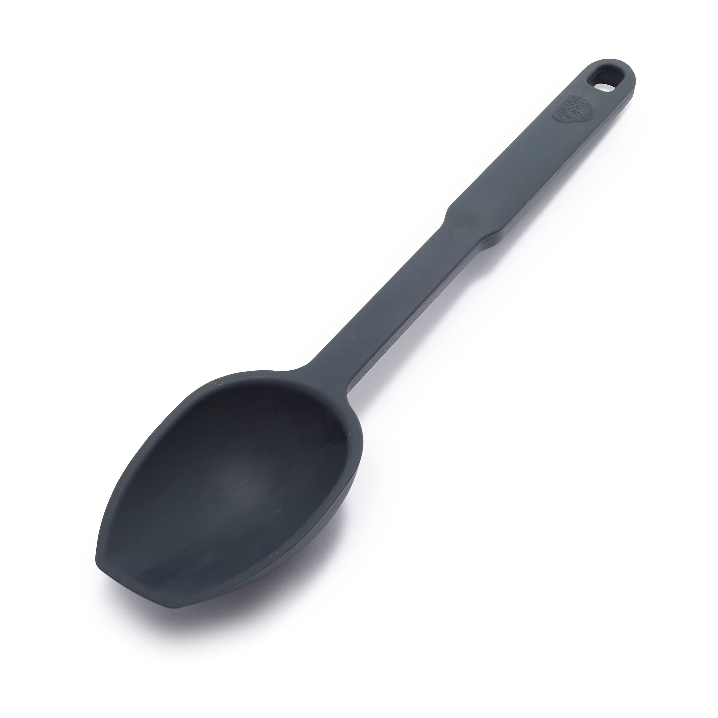 GreenLife Silicone Cooking Spoon - Heat & Stain Resistant Kitchen Utensil for Scooping, Scraping & Mixing - Dishwasher Safe Grey Spatula - Perfect for Baking, Cooking & Meal Prep