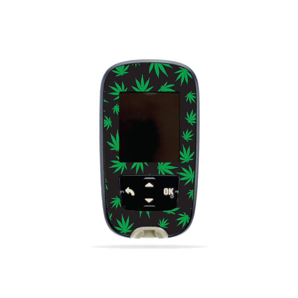 Accu-Chek Guide Vinyl Skin Wrap - Marijuana Design | Durable Protective Cover for Diabetes Glucose Meter | Easy to Apply & Remove | Made in USA | Perfect for Personalizing Medical Devices at Home or Clinic