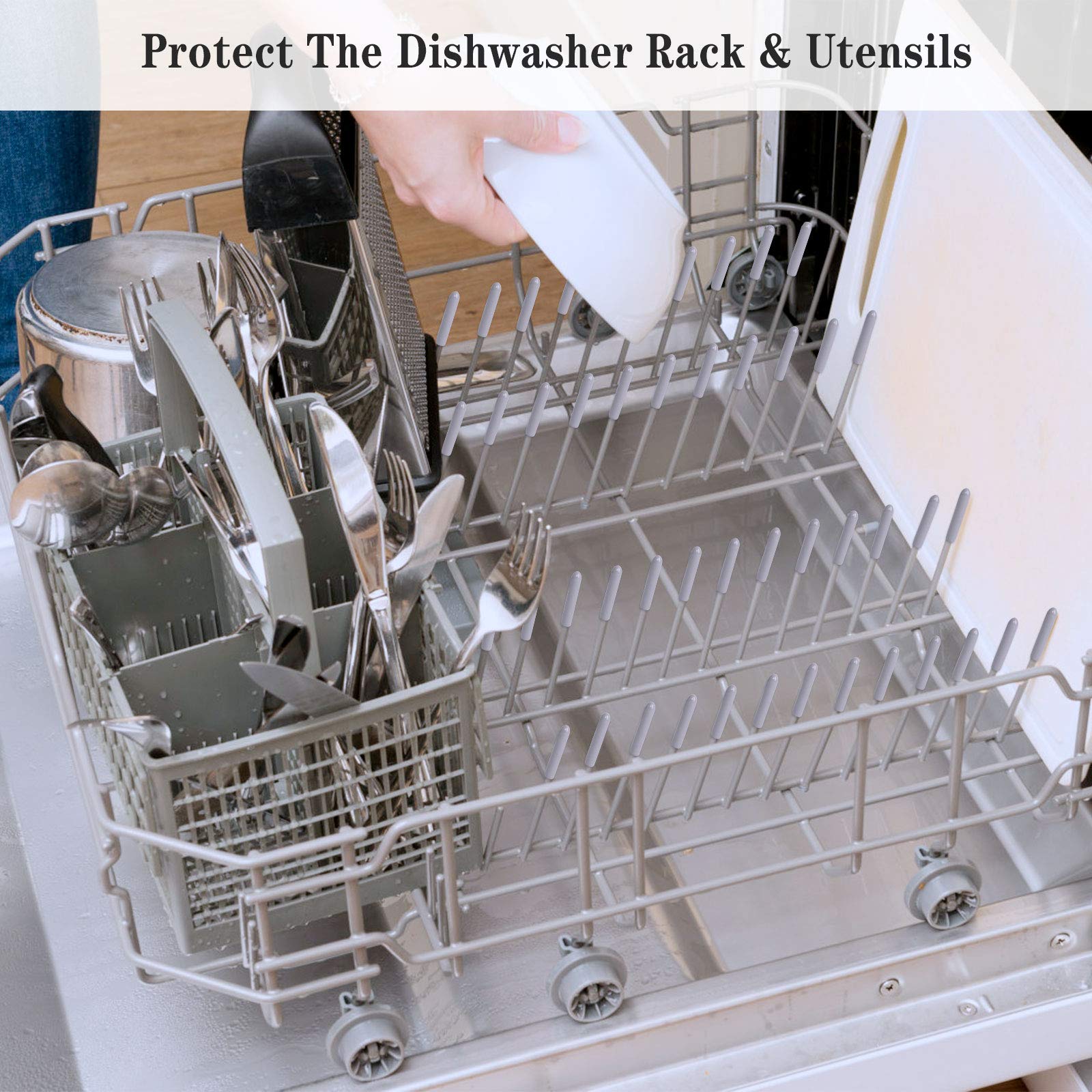 200 Pcs Universal Dishwasher Rack Prong Caps - Dishwasher Rack Protective Tip Covers - Tine Cover Caps for Bosch, Whirlpool, Maytag - Prevent Rust & Scratches on Dishes - Perfect for Kitchen, Restaurant, RV Use