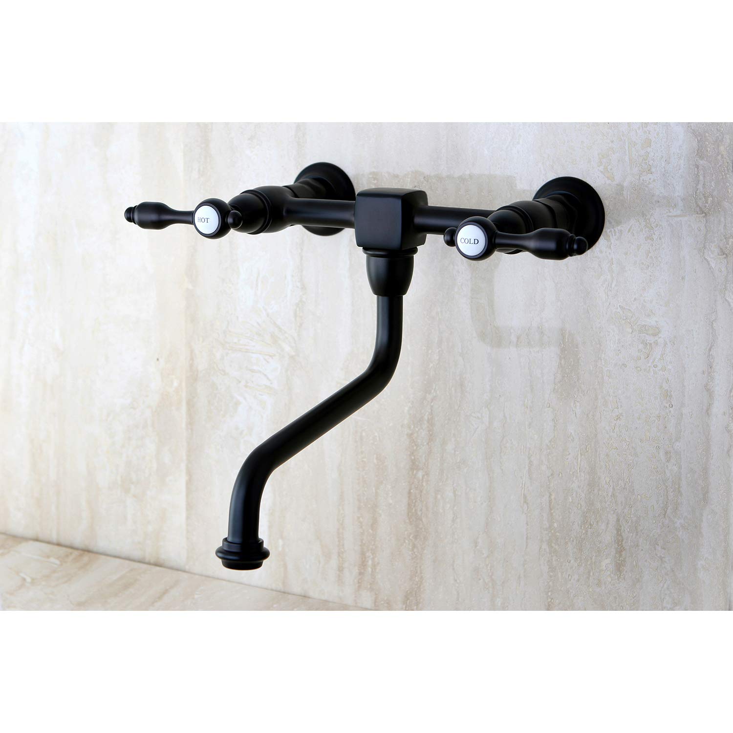 Kingston Brass KS1215TAL 8-Inch Wall Mount Vessel Sink Faucet - Oil Rubbed Bronze Finish, 8-Inch Spout Reach - Perfect for Bathroom Vanities, Powder Rooms & Modern Farmhouse Decor
