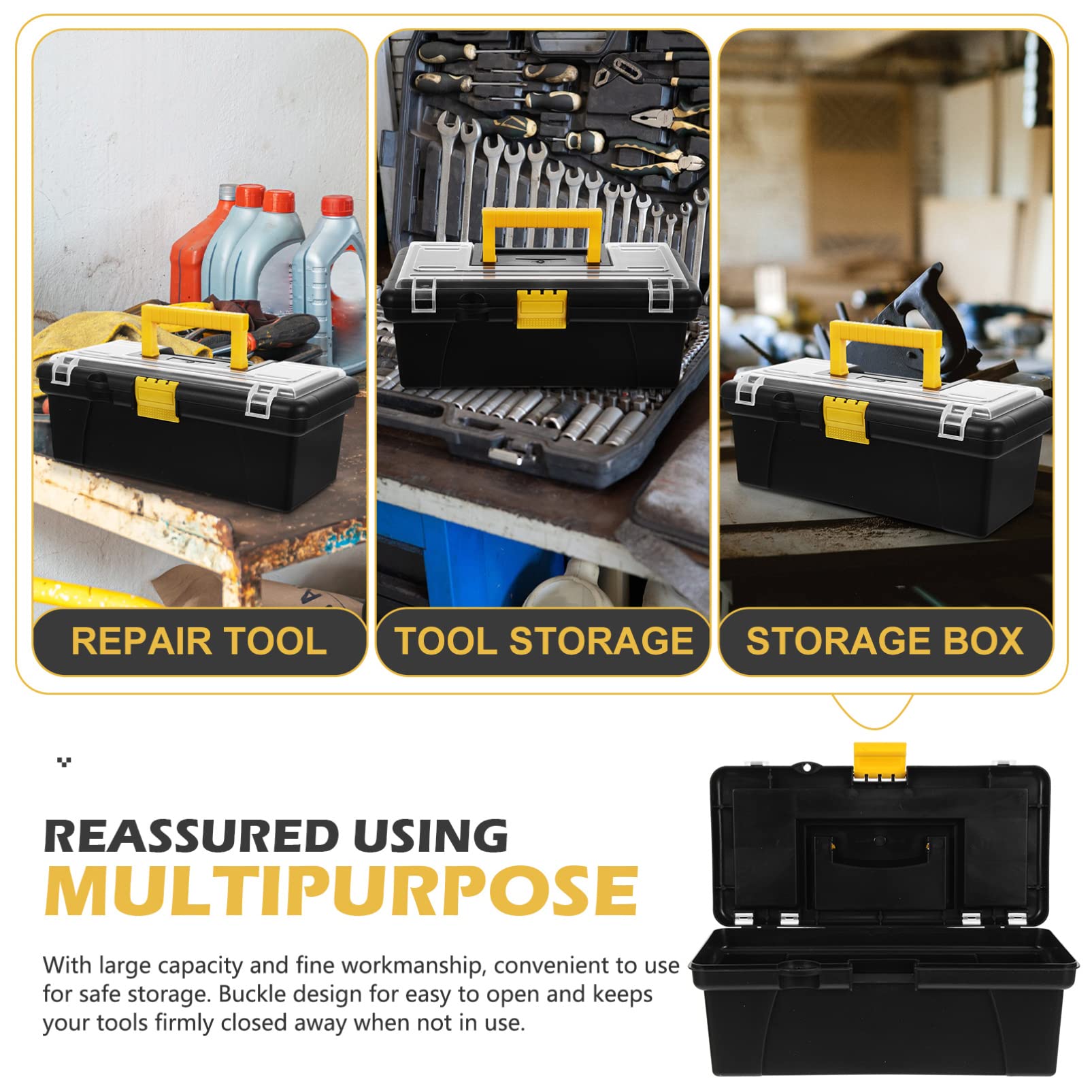 Heavy Duty Tool Box with Handle - Portable Tool Storage Case for Organizing Wrenches, Screwdrivers & DIY Tools - Ideal for Home Garage, Workshop & Car Repair