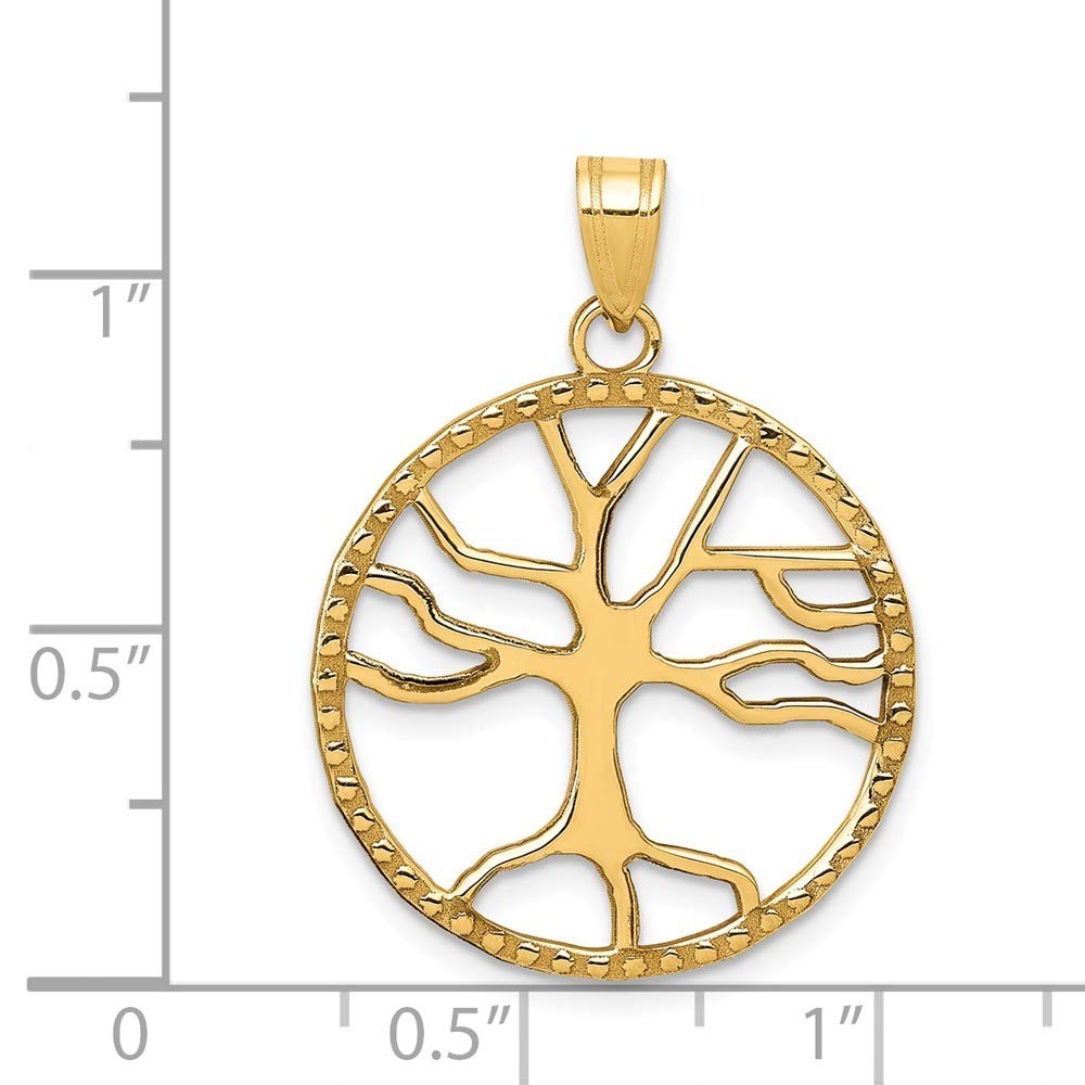 Roy Rose Jewelry 14K Yellow Gold Tree of Life Pendant in Round Frame - Perfect for Gifts, Spiritual Jewelry & Everyday Wear