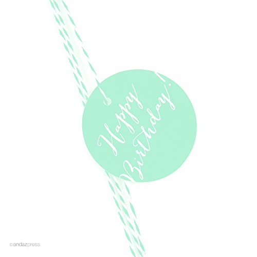 Andaz Press Circle Gift Tags - Whimsical Birthday Tags for Party Favors, 24-Pack Mint Green - Perfect for Birthday Gifts, Wedding Favors & DIY Crafting